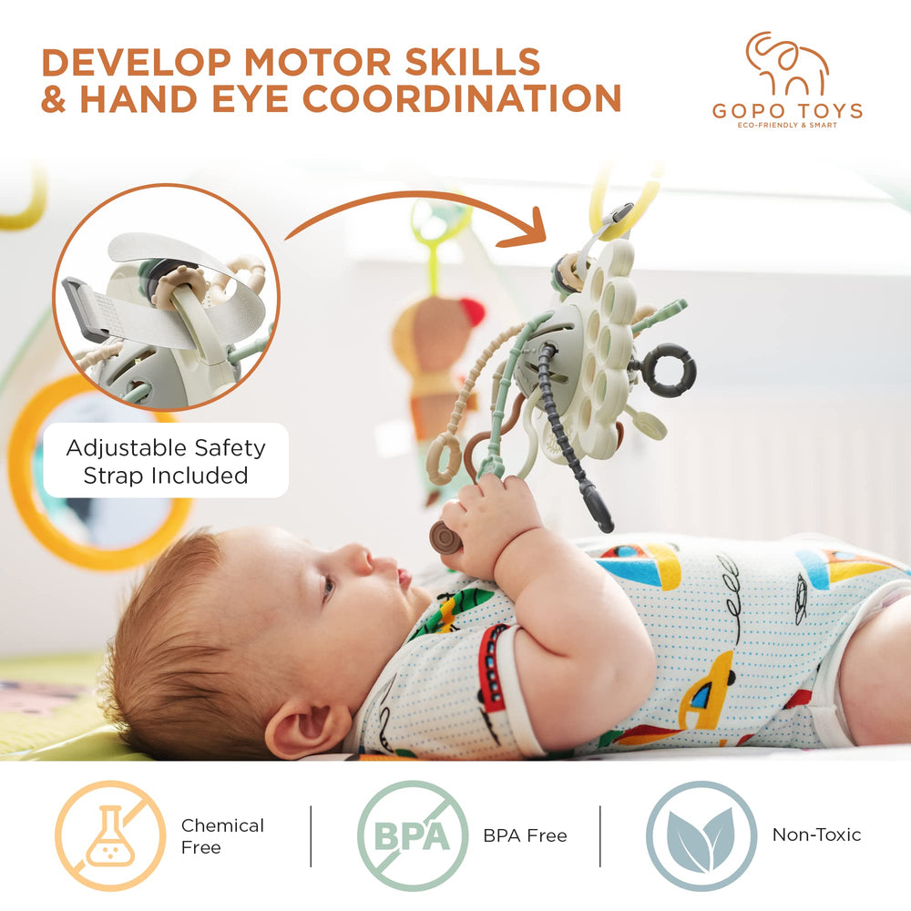 GOPO TOYS Baby Airplane Toy with textured strings for tactile exploration