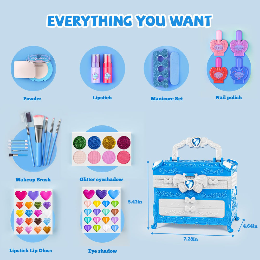 GORISPI carrying case blue keeps tiny cosmetics organized on the go.