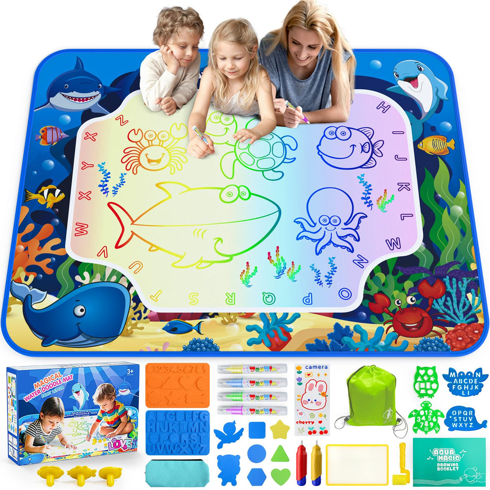 Gorispi Water Doodle Mat 32x40 inch—large drawing area for kids to create freely.