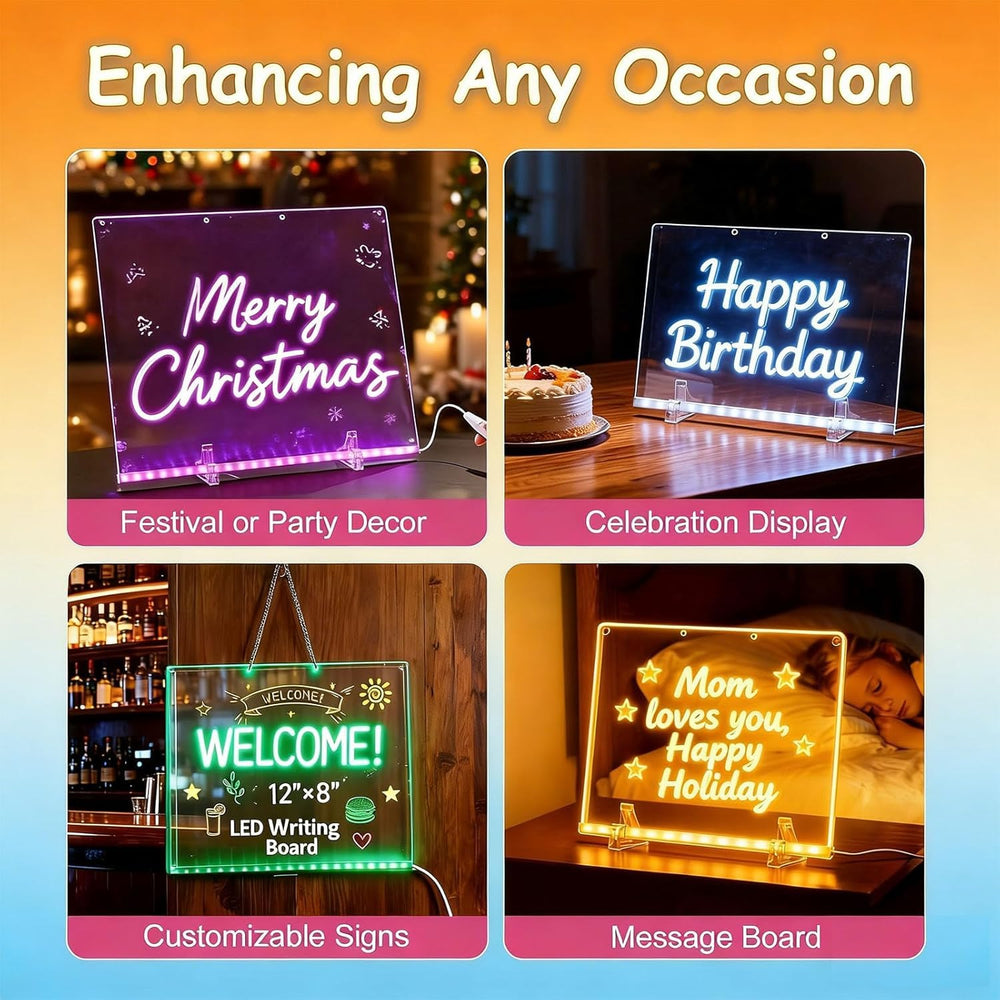 Gosarhey illuminated acrylic board shows a floating display with invisible brackets.