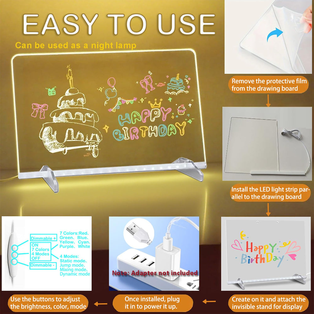 Gosarhey 12x8 inch LED board offers a roomy art surface for kids.