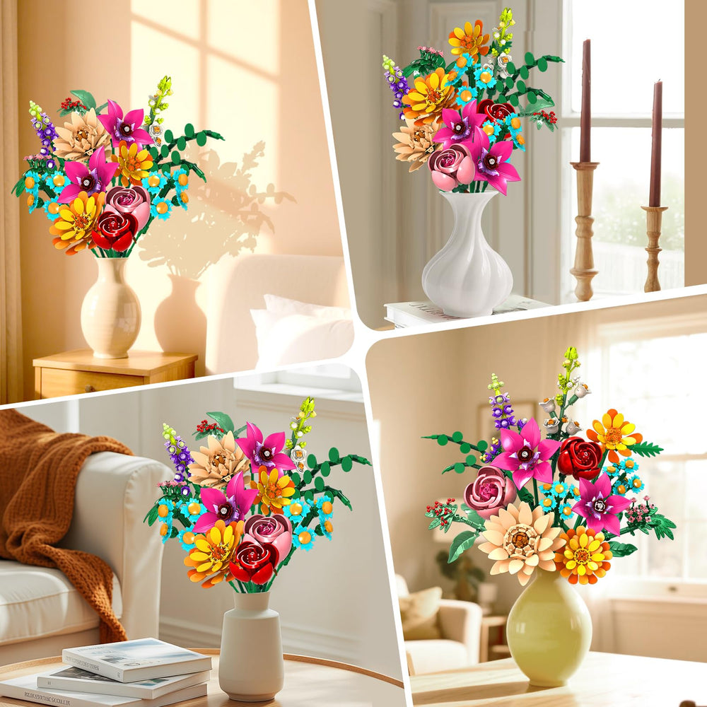 GoStock Flower Bouquet Building Set shown without vase for display ideas