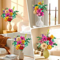 GoStock Flower Bouquet Building Set shown without vase for display ideas