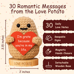 Close-up of Got you a little something crochet potato with textured yarn.