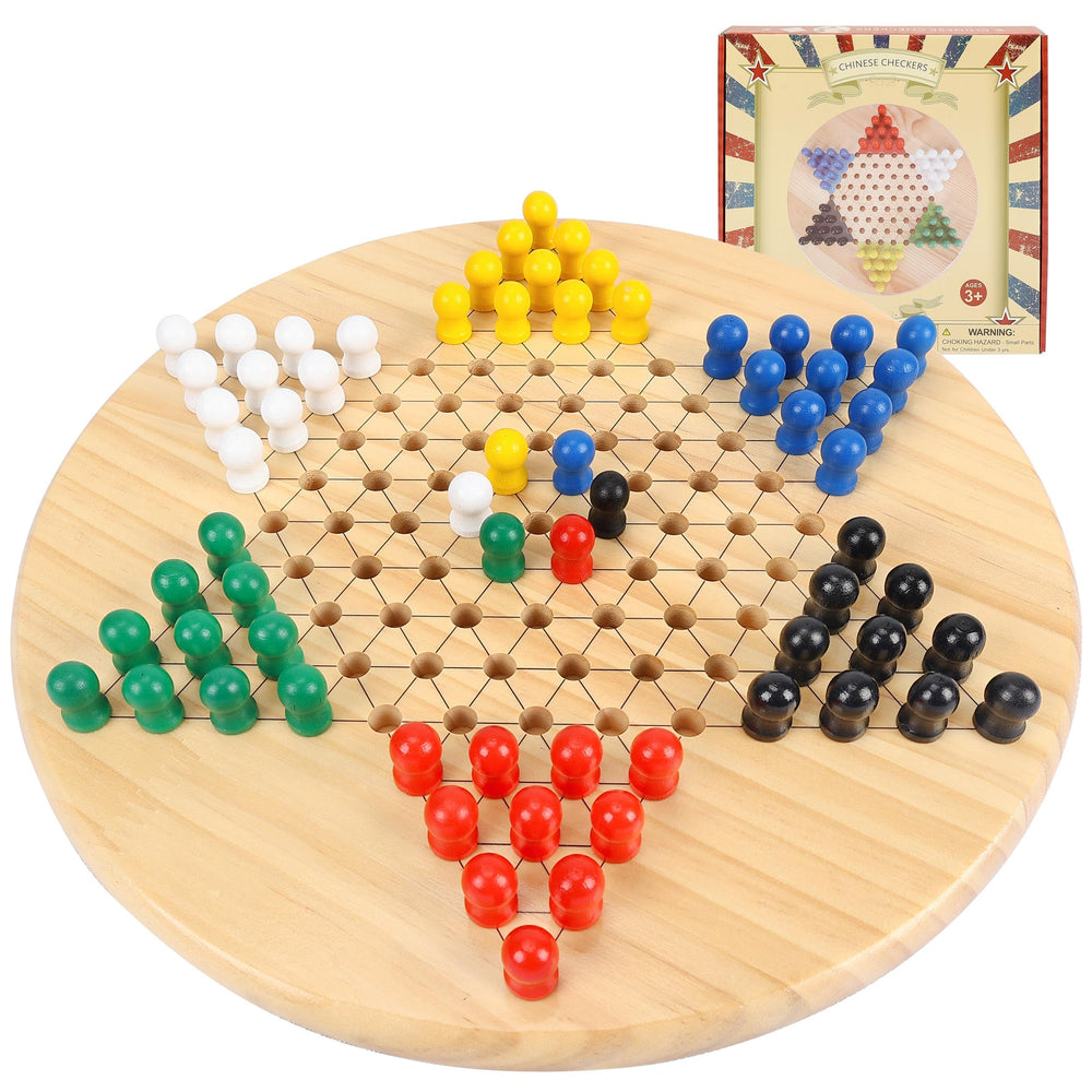 Gothink Chinese Checkers board 11.5-inch wooden surface for family game night.