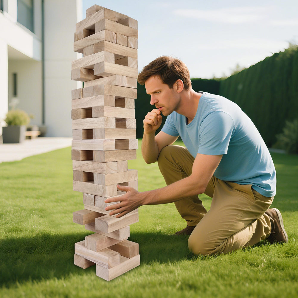 GOTHINK Giant Tumble Tower blocks: modular pieces enable varied heights with safe topple play.