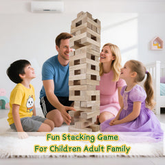 GOTHINK Giant Tumble Tower family game: inclusive for kids, teens, and adults.