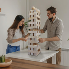 GOTHINK tower reaching five-point-five feet for a dramatic toppling.