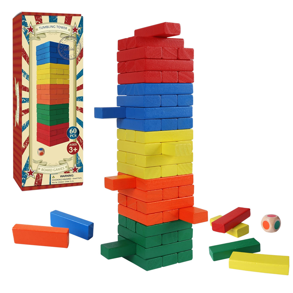 GOTHINK wooden blocks tower base, sturdy foundation for balance stacking fun
