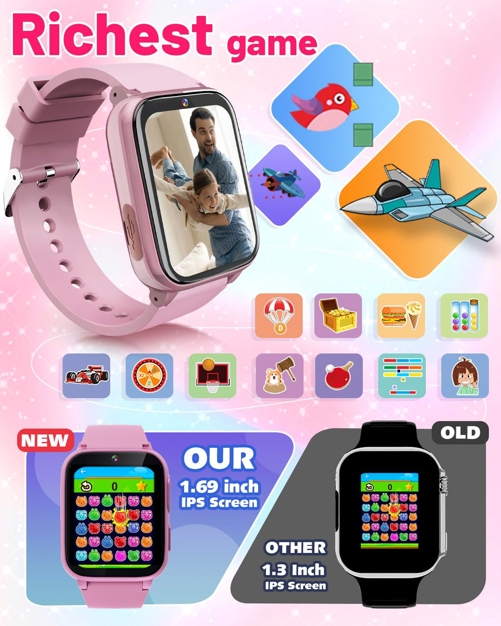 Gothwick Kids Smartwatch camera function captures clear photos during outings