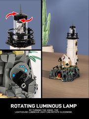 GOTIMON lamp room and decorative windows add vintage charm to the lighthouse model.