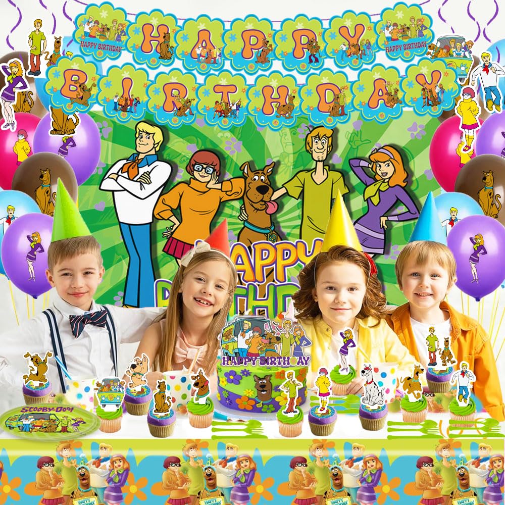GOTOFUN Scooby-Doo tablecloth — vibrant base for party setup and cleanups.