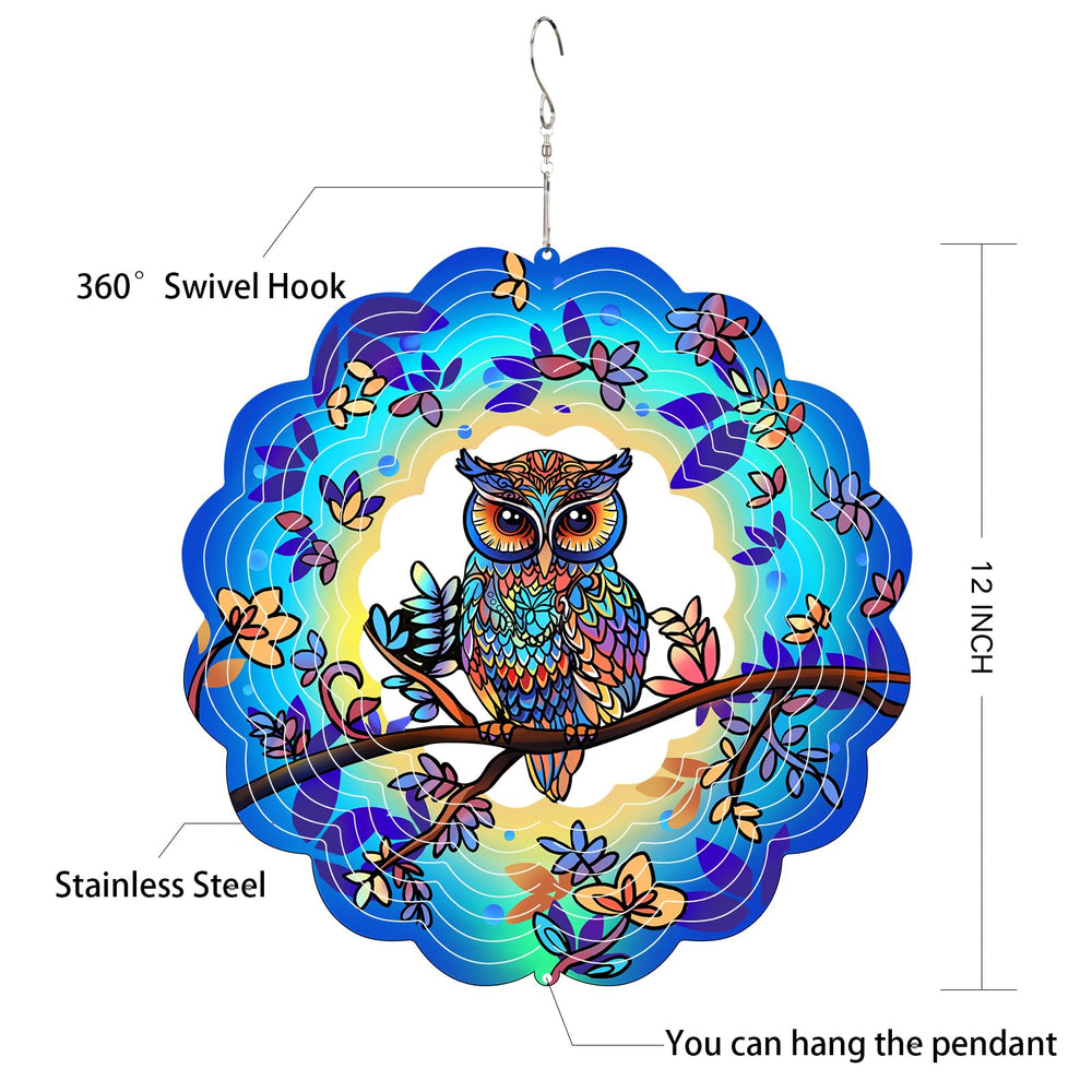 GOTOME Owl wind spinner versatile for indoor or outdoor display.