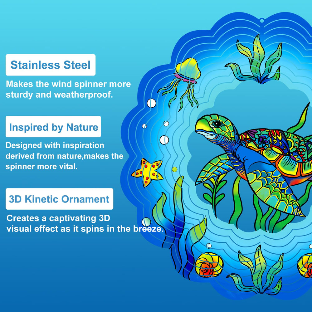 GOTOME Sea Turtle Wind Spinner demonstrates 360-degree rotation for outdoor charm.