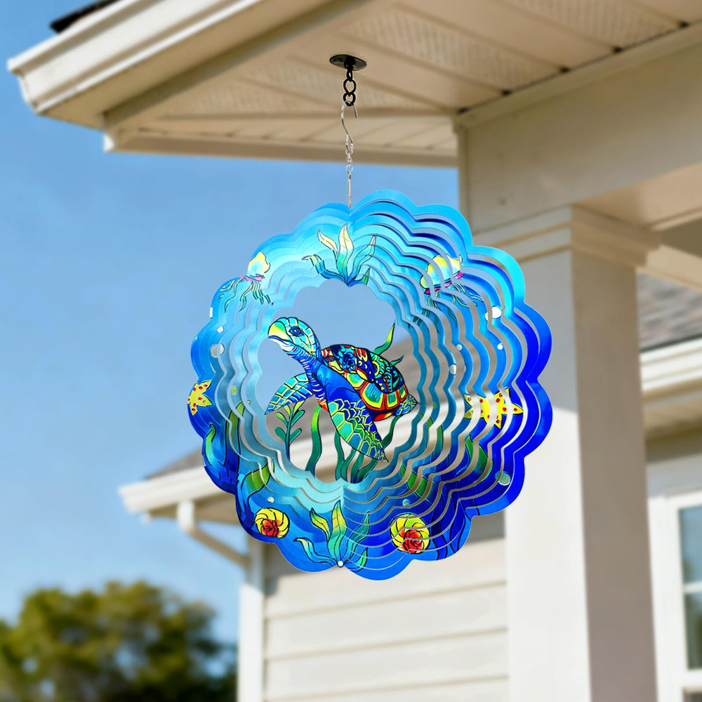 GOTOME Sea Turtle Wind Spinner suited for patio, balcony, or window display.