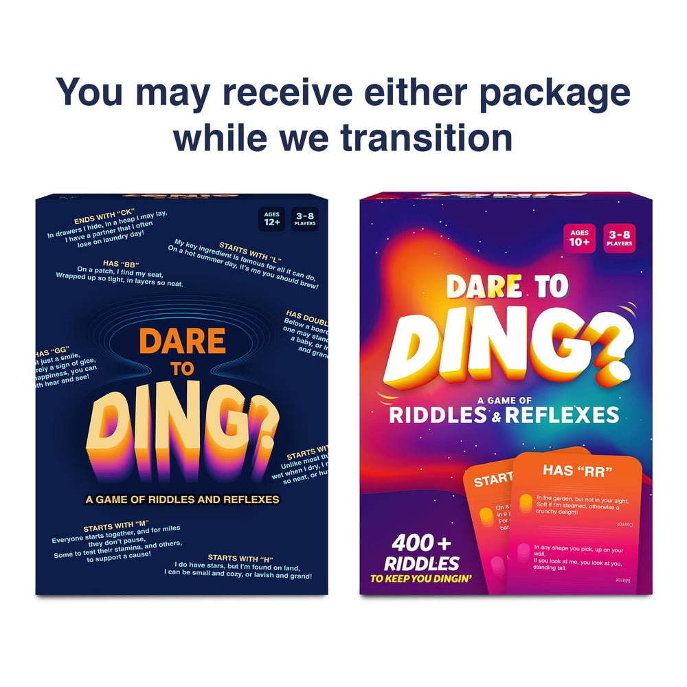 Gouda Games Dare to Ding box content ready for gift-giving.