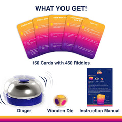 Gouda Games Dare to Ding cards showcase 150 riddles for endless variety.