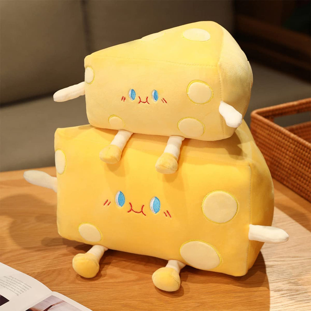 Goylmc cheese plush pillow side view for quirky bedroom decor.