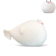 Goylmc puffer fish plush front view, ultra-soft cuddle buddy for kids.