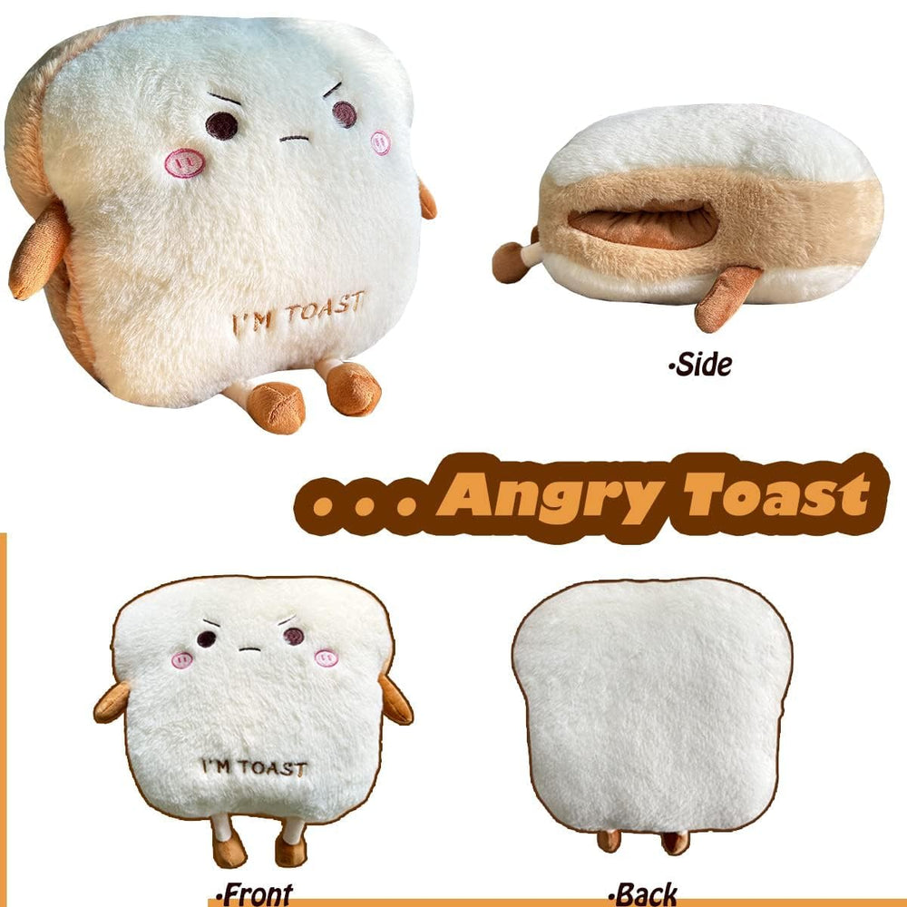Goylmc toast bread plush measures 15.7 by 13.7 inches