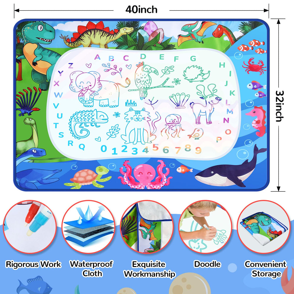 Child using GPPNKC magic pen on water mat for mess-free art