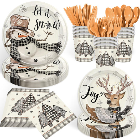 GrabnGoParty snowman 9-inch plates for festive meals and easy cleanup