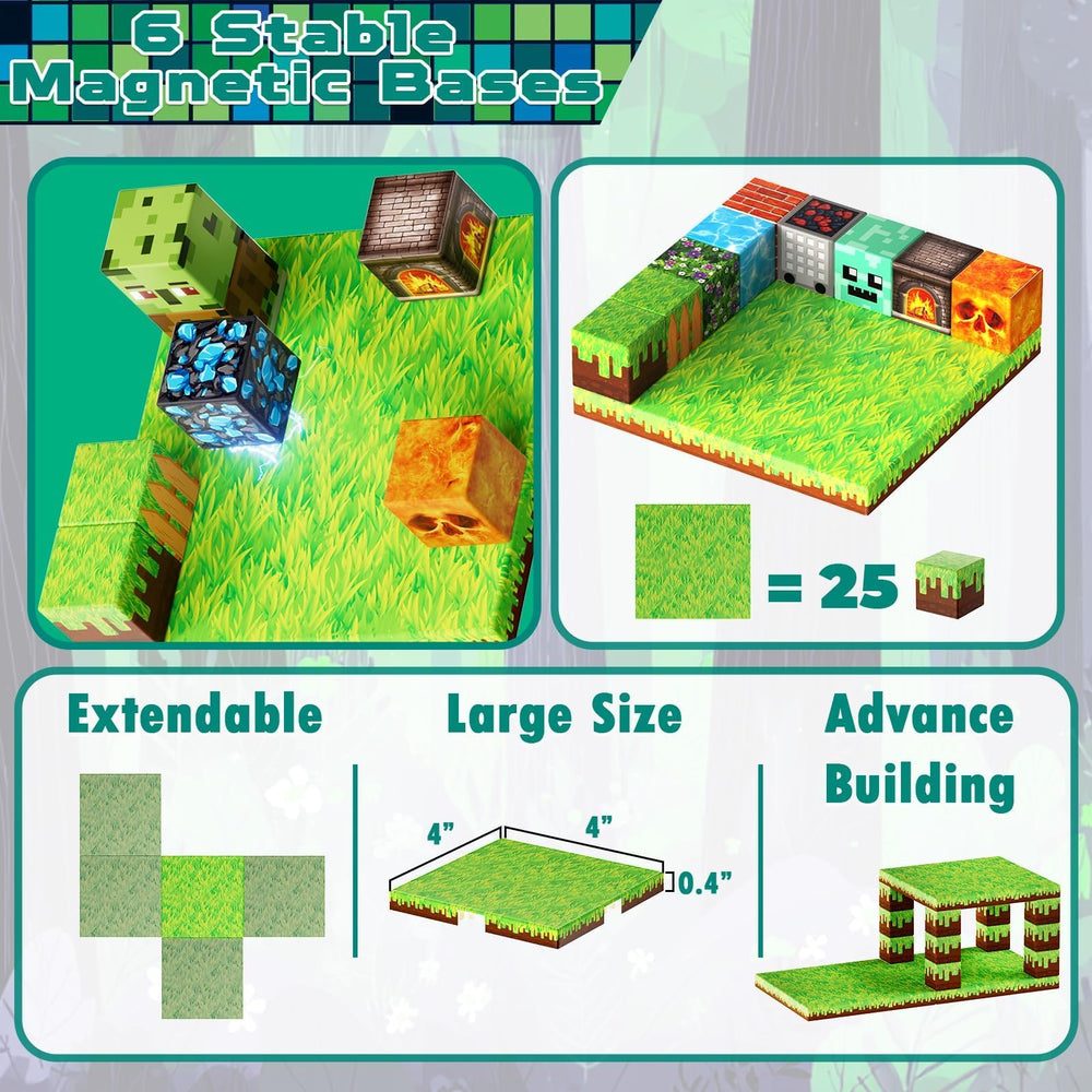 GraceDuck six base plates stabilizing a colorful block build