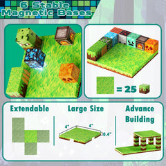 GraceDuck six base plates stabilizing a colorful block build