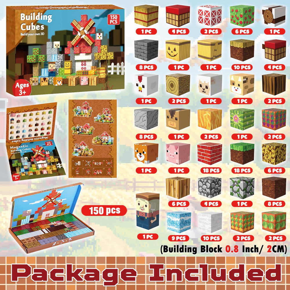 GraceDuck farm animal homes being built with magnetic cubes.
