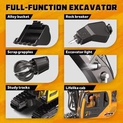 GraceDuck RC excavator rock breaker for tough terrain play.