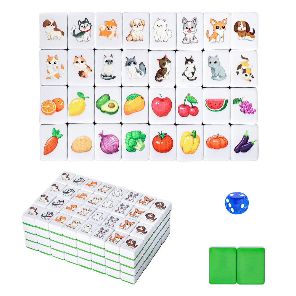 GRACIAS mahjong tiles with animal patterns for family game night and durability.