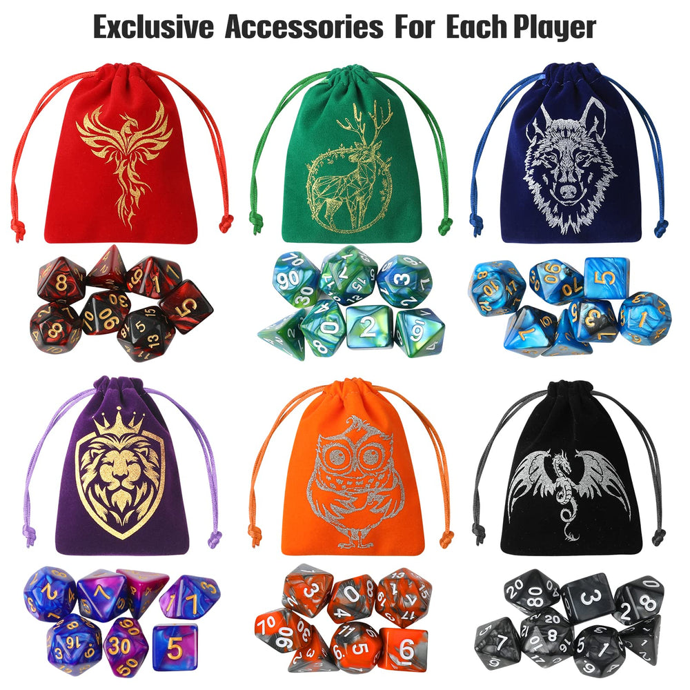 Grajar velvet bag blue wolf keeps dice organized for sessions