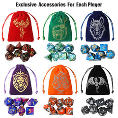 Grajar velvet bag blue wolf keeps dice organized for sessions