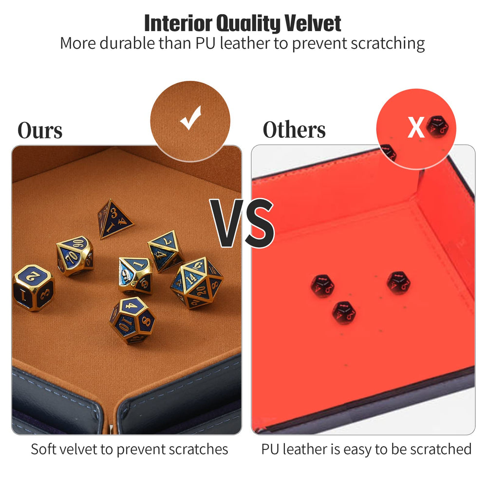 Grajar PU leather dice tray provides quiet rolls and surface protection.