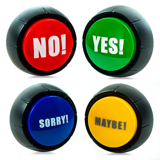 Granatan four colored buzzers for Yes, No, Maybe, and Sorry games