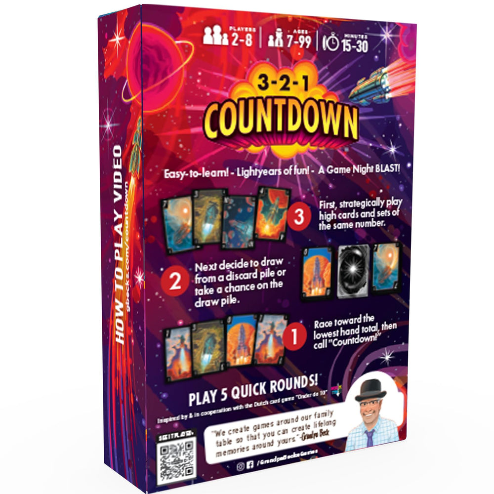 Grandpa Beck's 3-2-1 Countdown game-night setup with kids and teens