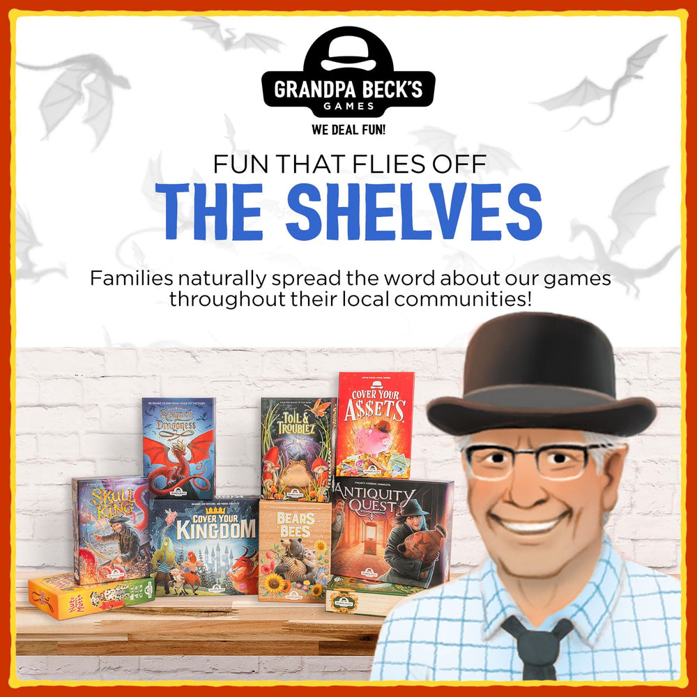Packaging shows included components and value for a family-friendly card game.