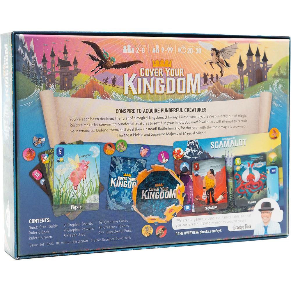 Grandpa Beck's Cover Your Kingdom cards in play for quick mischievous rounds.