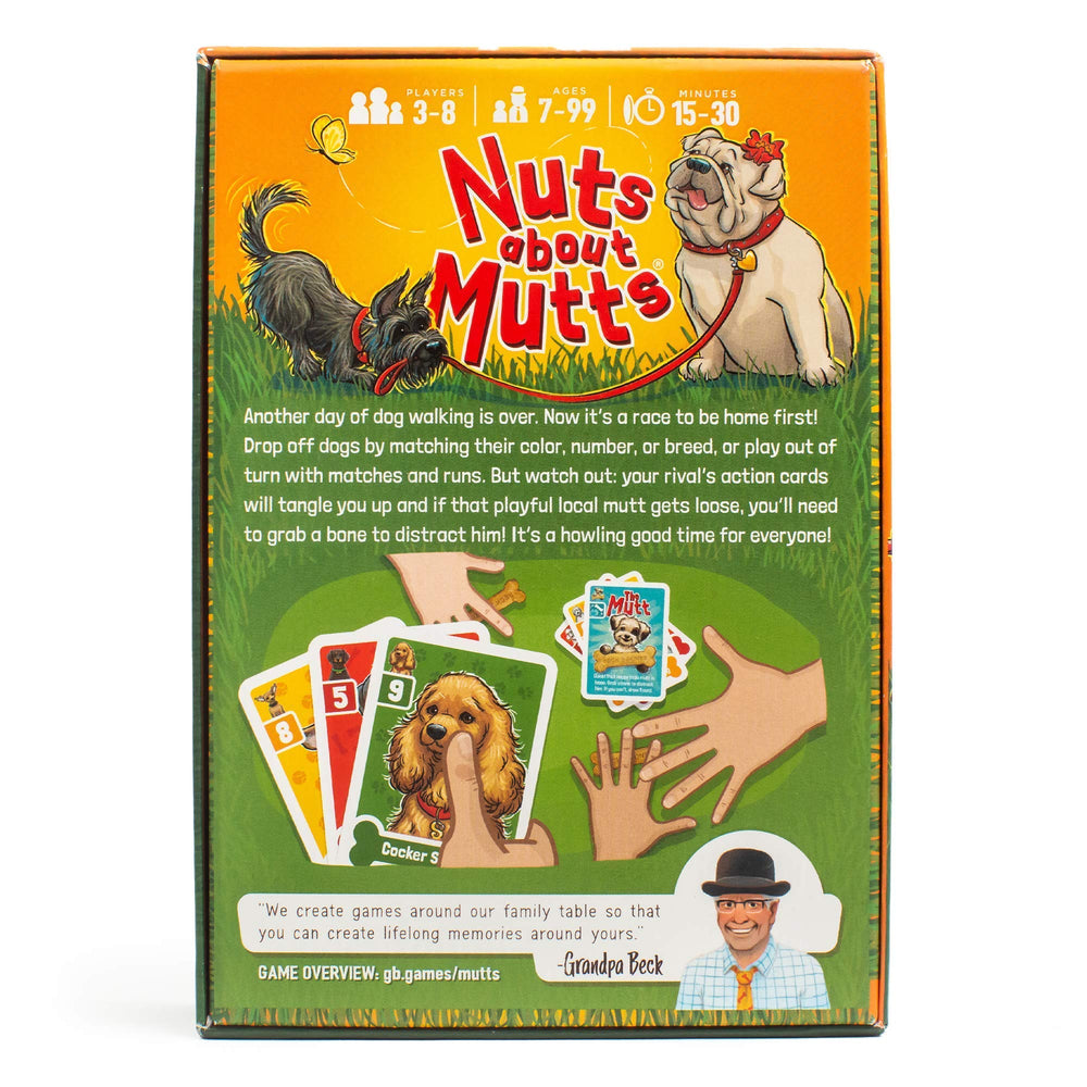 Grandpa Beck's Nuts About Mutts dog-house card focus supports strategic hand elimination