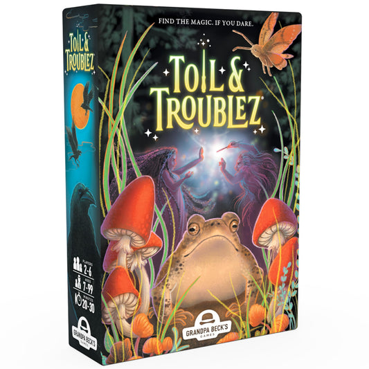 Grandpa Beck's Toil & Troublez table setup showing a game in progress and friendly competition