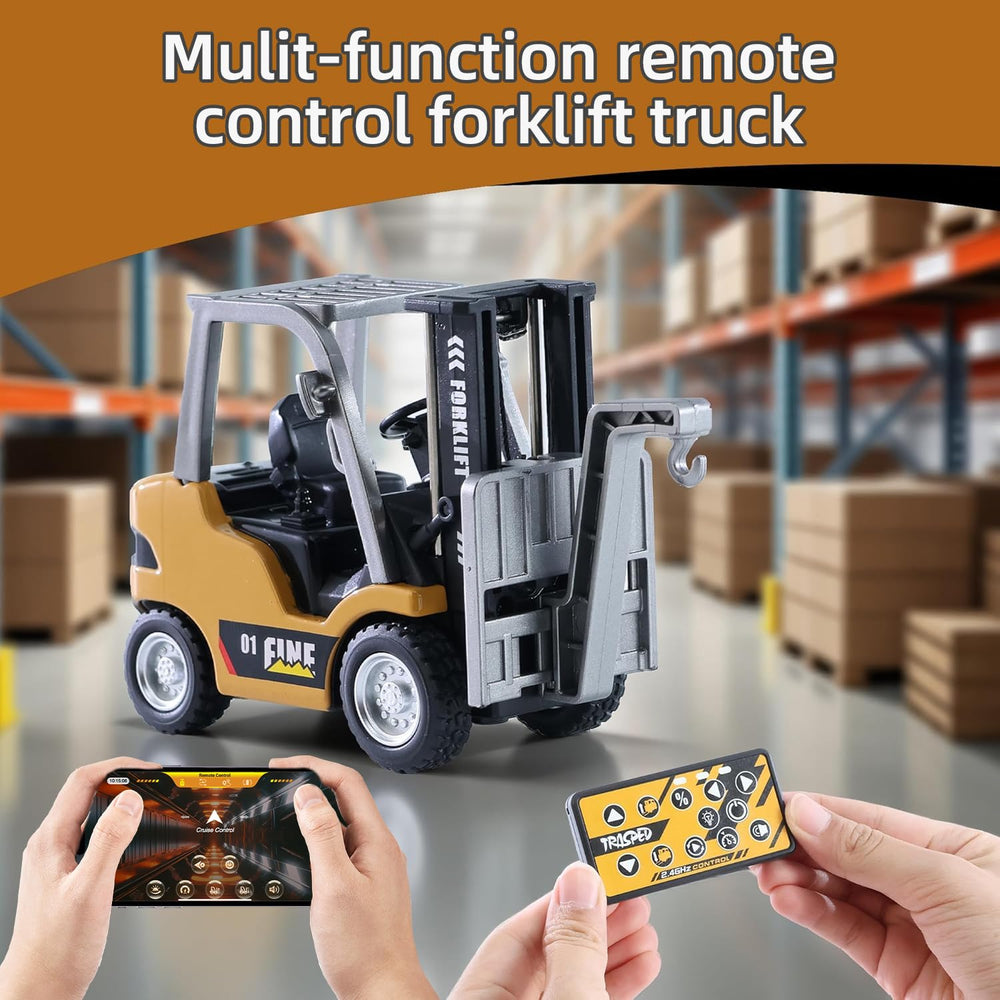 Grantley RC forklift with sound and light for interactive play.