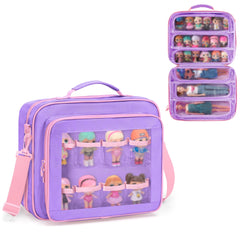 GRAOSO doll carrying case front pocket view for quick access to mini dolls
