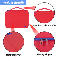 Grapsa red case with sturdy handle and zipper for easy transport.