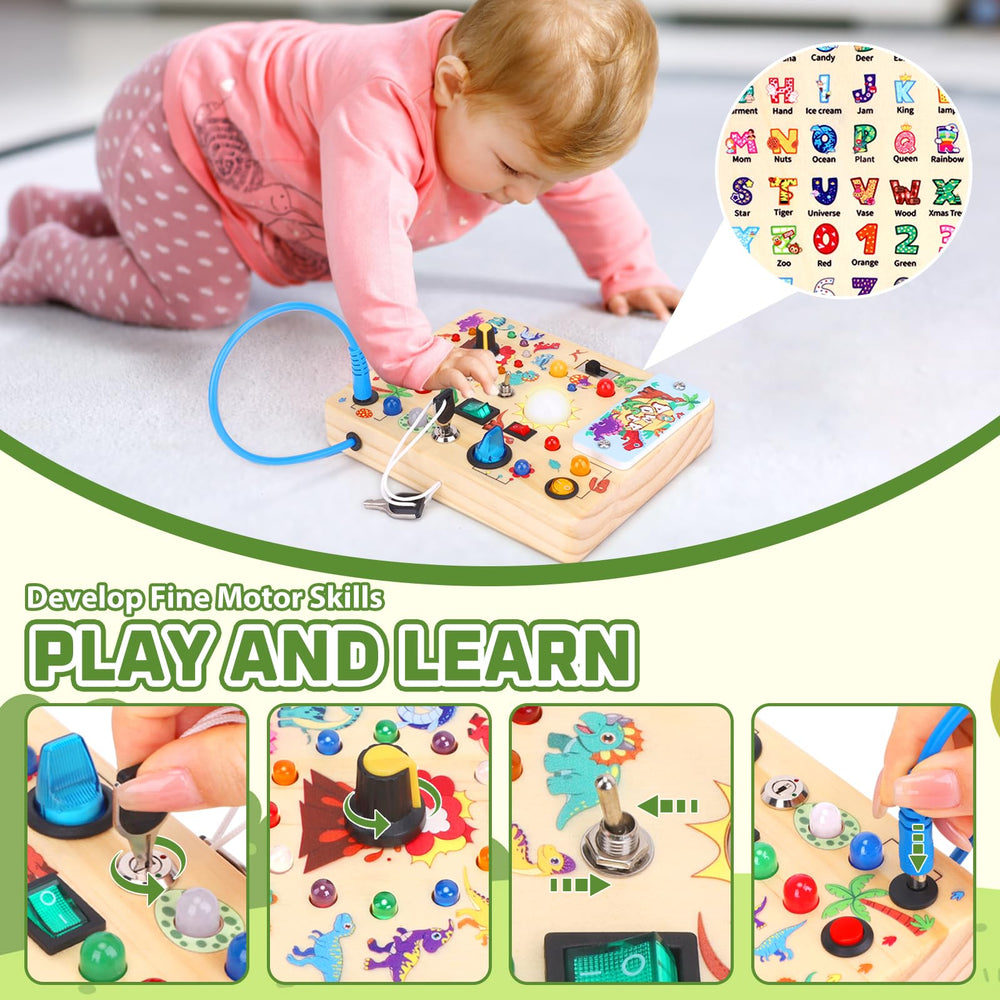 Grarain Busy Board back reveals alpha-numeric chart for early recognition