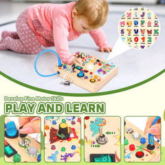Grarain Busy Board back reveals alpha-numeric chart for early recognition