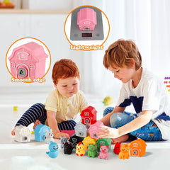 Grarain open and closed barn design enhances hand-eye coordination during play.