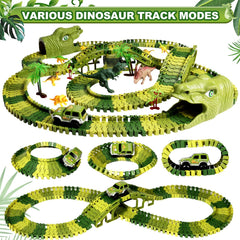 Great Dachong flexible track pieces enable varied dinosaur world layouts.