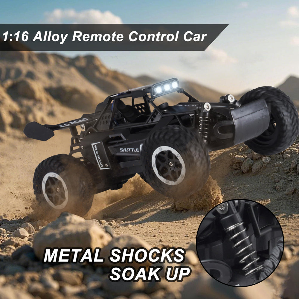 Great-JUNAMT RC car robust ABS chassis and aluminum body endure impacts.
