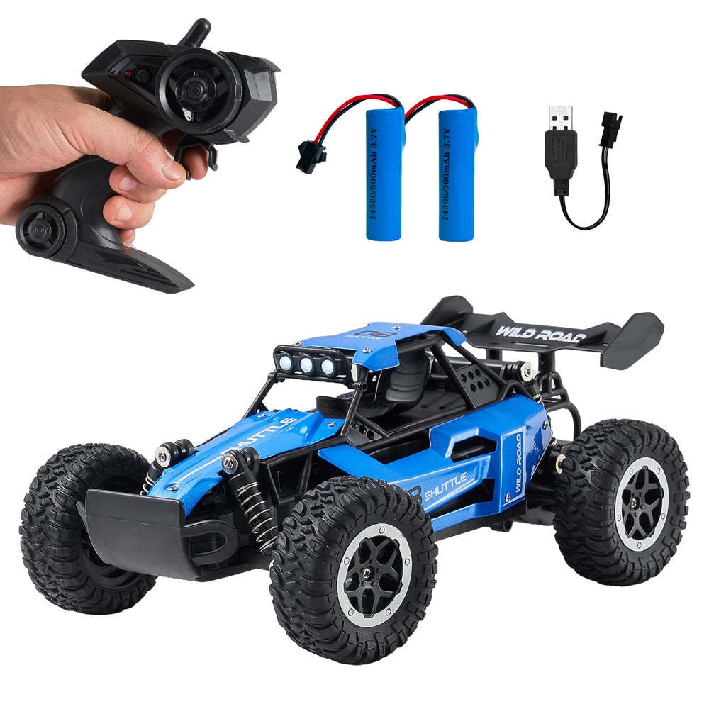 Great-JUNAMT RC Car with LED headlights for night driving and visibility.