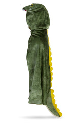 Great Pretenders T-Rex Hooded Cape back view showing secure closure for active adventures.